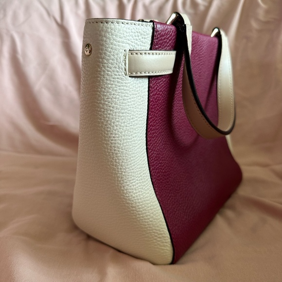 Kate Spade Basket Bag Leo Houston Street Two-Tone Cream and Plum Style No. 4578 - Picture 4 of 12